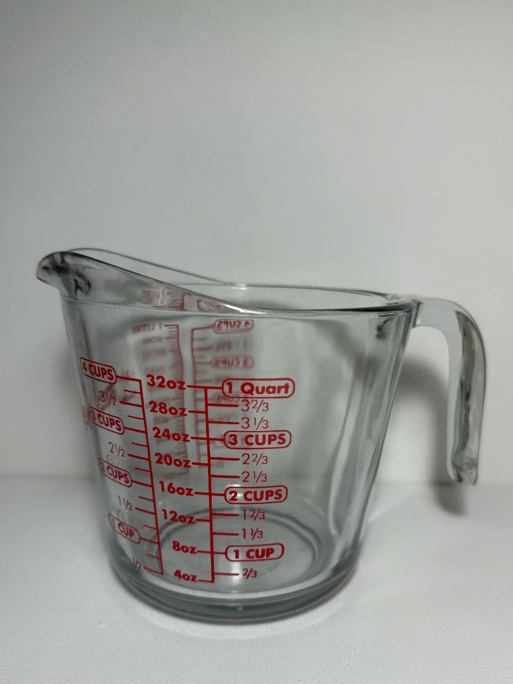 4 cup MEASURING CUP Clear Glass 32oz quart liter mL bowl Anchor Hocking 55178OL9